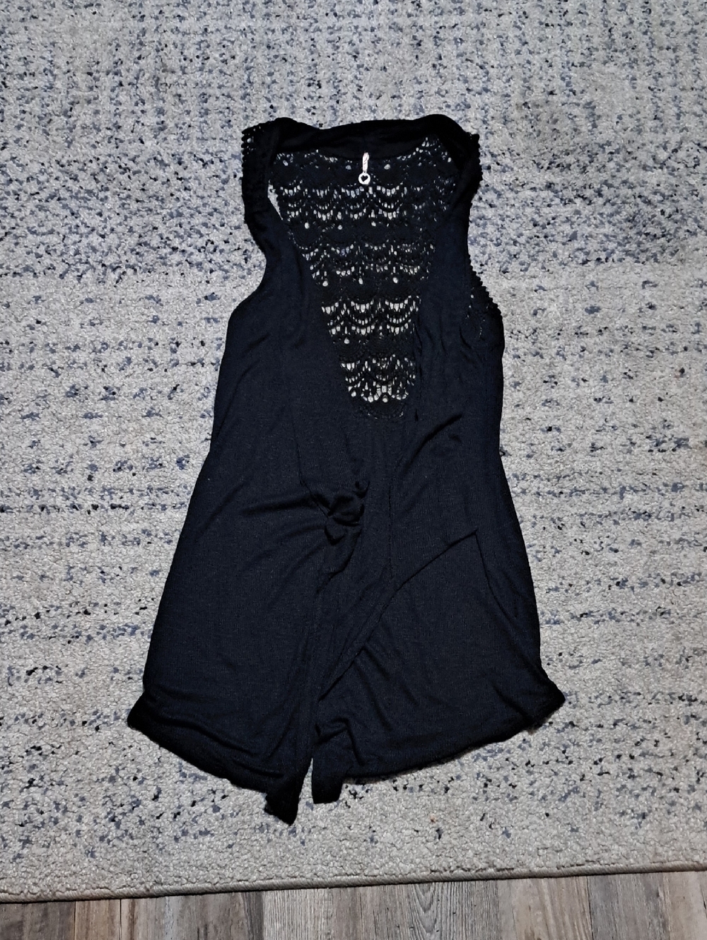 Robin K Black Lace-Back Sleeveless Cardigan